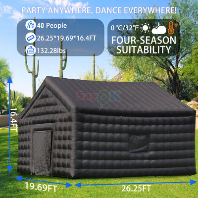 8mx6mx5mH Tenda Disko Tiup Hitam Tenda Klub Malam Portabel Tahan Air Tahan UV untuk Acara Luar Ruangan