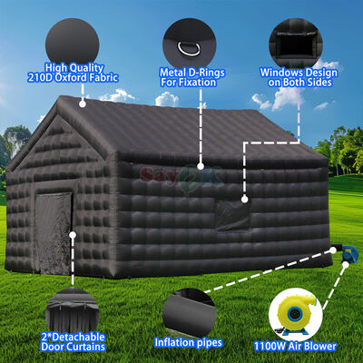 8mx6mx5mH Tenda Disko Tiup Hitam Tenda Klub Malam Portabel Tahan Air Tahan UV untuk Acara Luar Ruangan