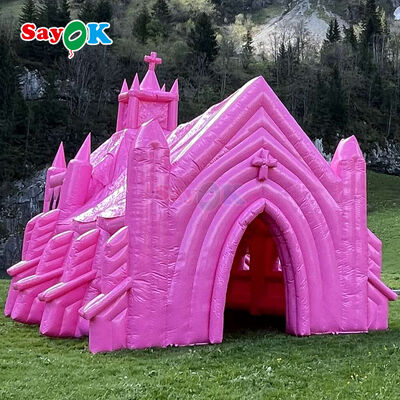 Custom Pink Flame-Retardant UV Resistant Inflatable Church Tent untuk acara pernikahan di luar ruangan