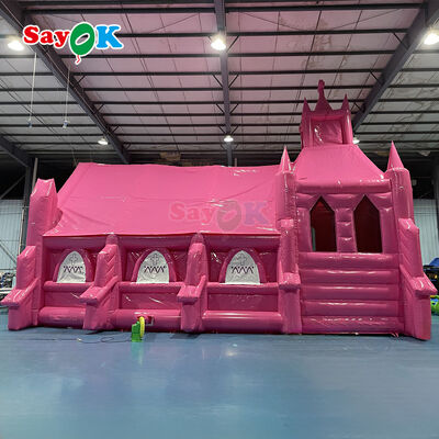 Custom Pink Flame-Retardant UV Resistant Inflatable Church Tent untuk acara pernikahan di luar ruangan