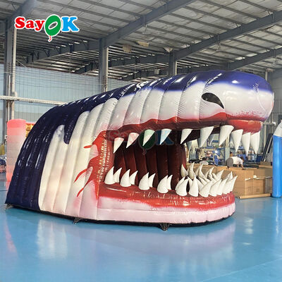 Tenda Terowongan Kepala Hiu Tiup PVC Komersial 0.4mm - Tahan Api & Ukuran Dapat Disesuaikan untuk Olahraga Sepak Bola Outdoor
