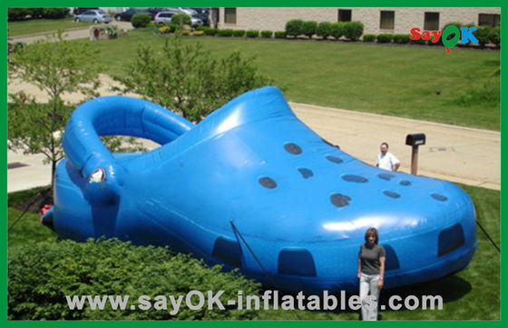 Biru raksasa Inflatable Sepatu Polyester Kain Inflatable Iklan Produk