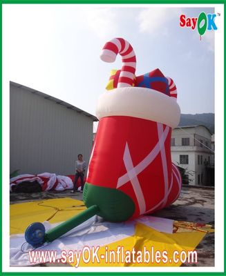 Inflatable merah Holiday kaus kaki Natal dekorasi yang disesuaikan