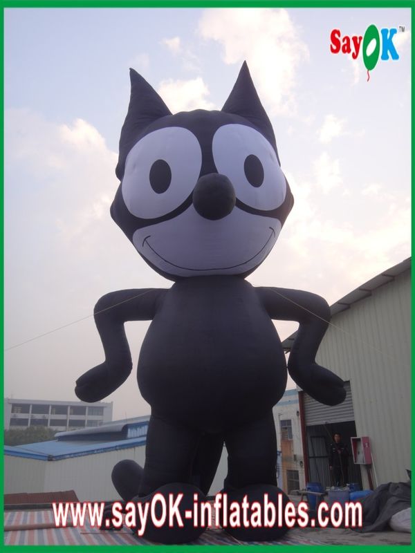 Blow Up Karakter Kartun Kucing Hitam Inflatable / Kain Oxford Kuat Inflatable Height 8m