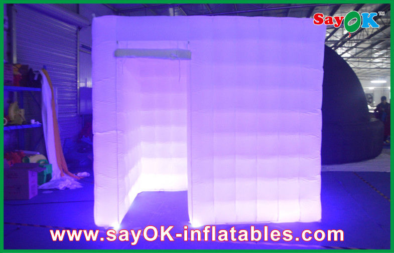 Portable Photo Booth 210d Oxford Kain Tahan Air Inflatable Photo Booth Tenda Ungu Lampu Led