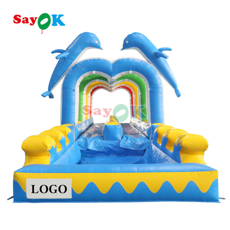 39ft Slide Warna Biru Dijual Air Slide Kota Besar Komersial Inflatable Untuk Anak-anak