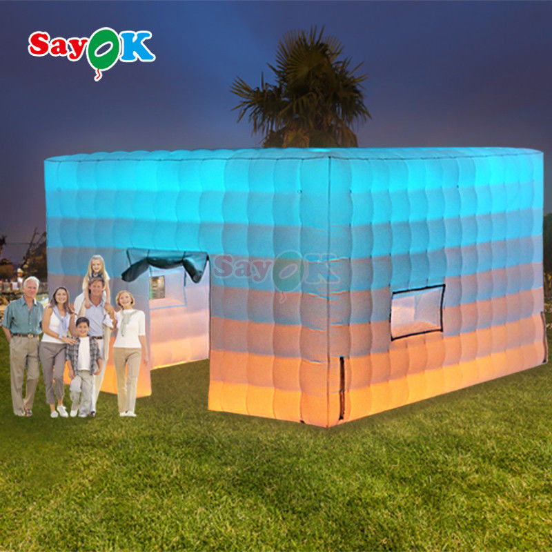 Customized White Square LED Light Tents Camping Party Event Tenda Inflatable untuk Sewa